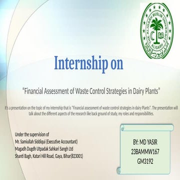 Md Yasir SIP Presentation Format (MBA Standard) Slide 1: Title Slide ...