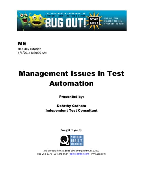MeManagement Issues in Test Automation