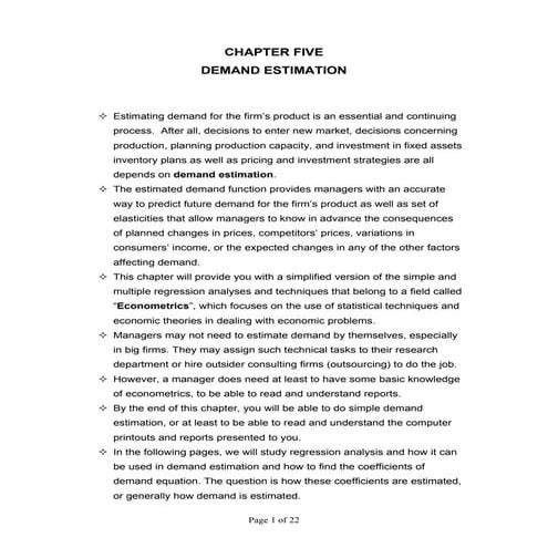  Managerial Economics (Chapter 5 - Demand Estimation)