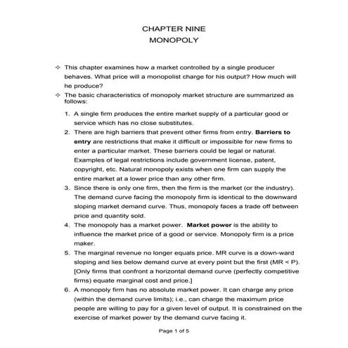 Managerial Economics Chapter 9 Monopoly Pdf