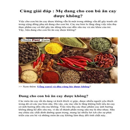Cùng giải đáp : Mẹ đang cho con bú ăn cay được không?