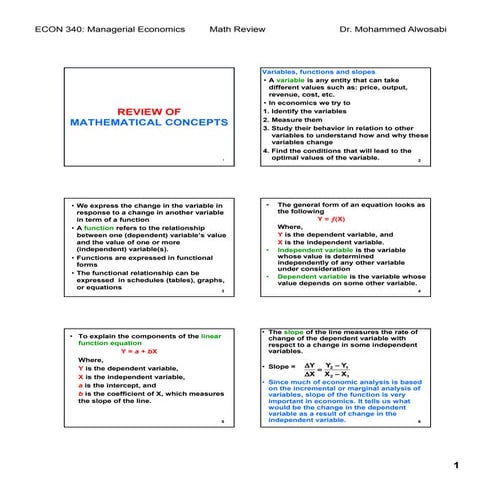 Managerial Economics (Mathematical Concepts)
