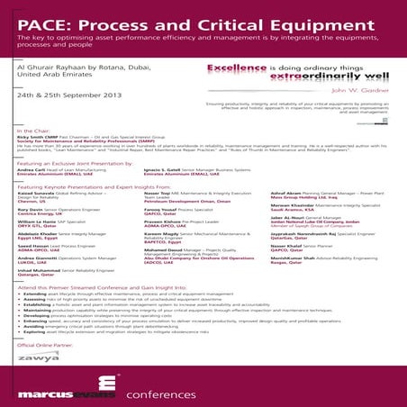 PACE: Process and Critical Equipment Conference in Dubai, Sept 24-25