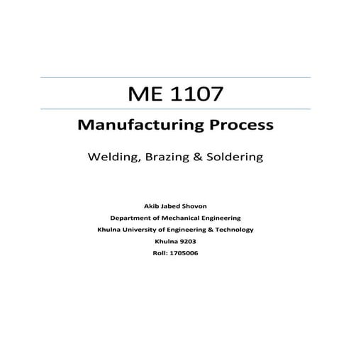 Manufacturing Process - Welding, Brazing & Soldering