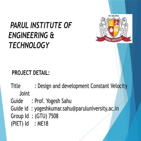 Design and Development Constant Velocity Joint.pptx