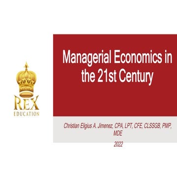 ME1 Economic Way of Thinking Managerial Economics