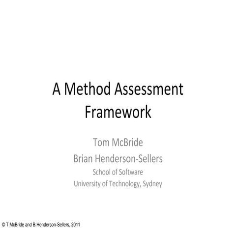 Me2011 Method Assessment by Henderson-Sellers