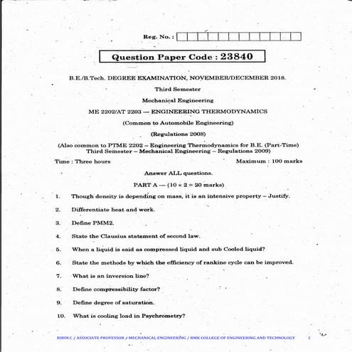 Me2202 ENGINEERING THERMODYNAMICS | PDF | Home Appliances | Home & Garden