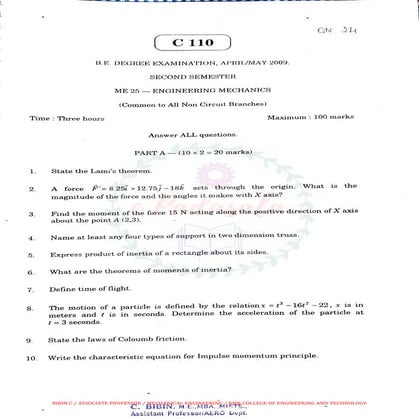 ENGINEERING MECHANICS ANNA UNIVERSITY SOLVED PROBLEMS visual data 6