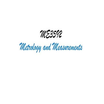 ME3592 Metrology and Measurements Unit I