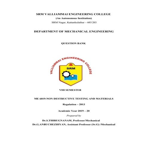 Me6019 non destructive testing and materials | PDF
