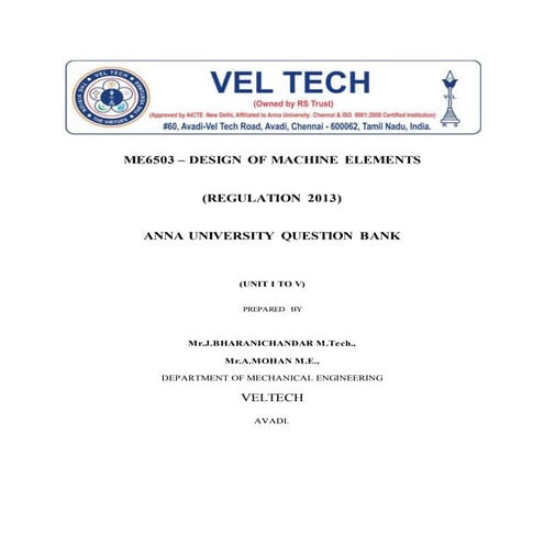 ME6503 design of machine elements  - question bank.