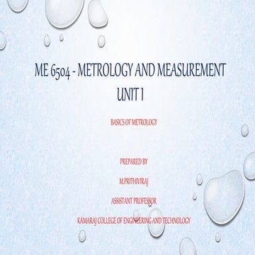 ME6504 Metrology and measurement unit 1