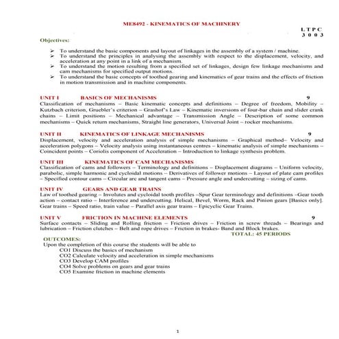 Me8492 kinematics of machinery material