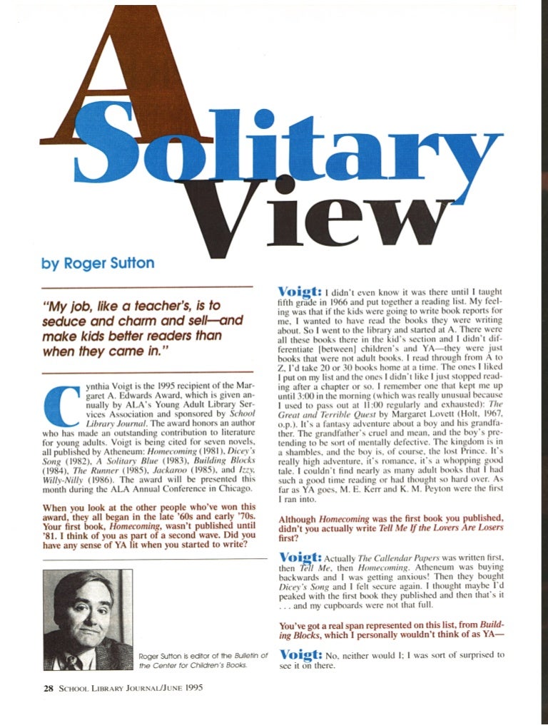 1995 Margaret A. Edwards Award article