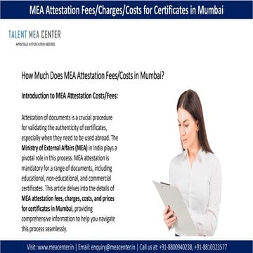 MEA Attestation Fees/Charges/Costs for Certificates in Mumbai | PPTX
