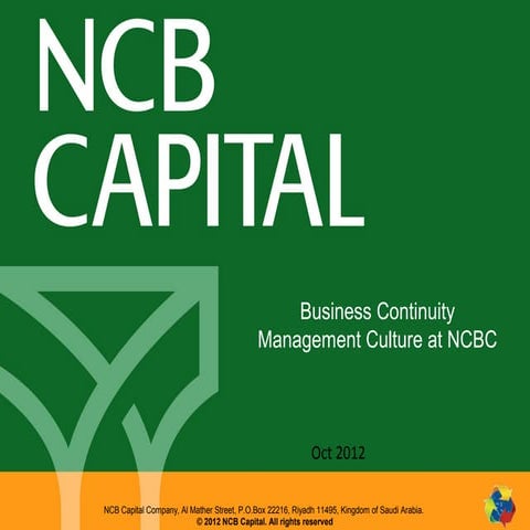  Business Continuity Management Culture at NCBC