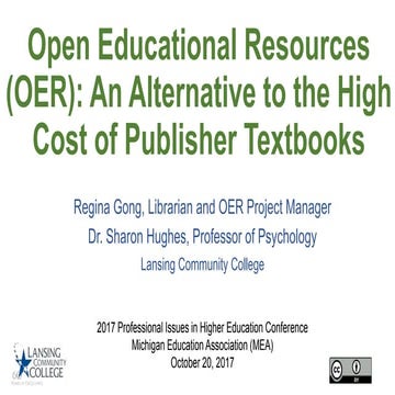 Open Educational Resources (OER): An Alternative to the High Cost of Publishe...