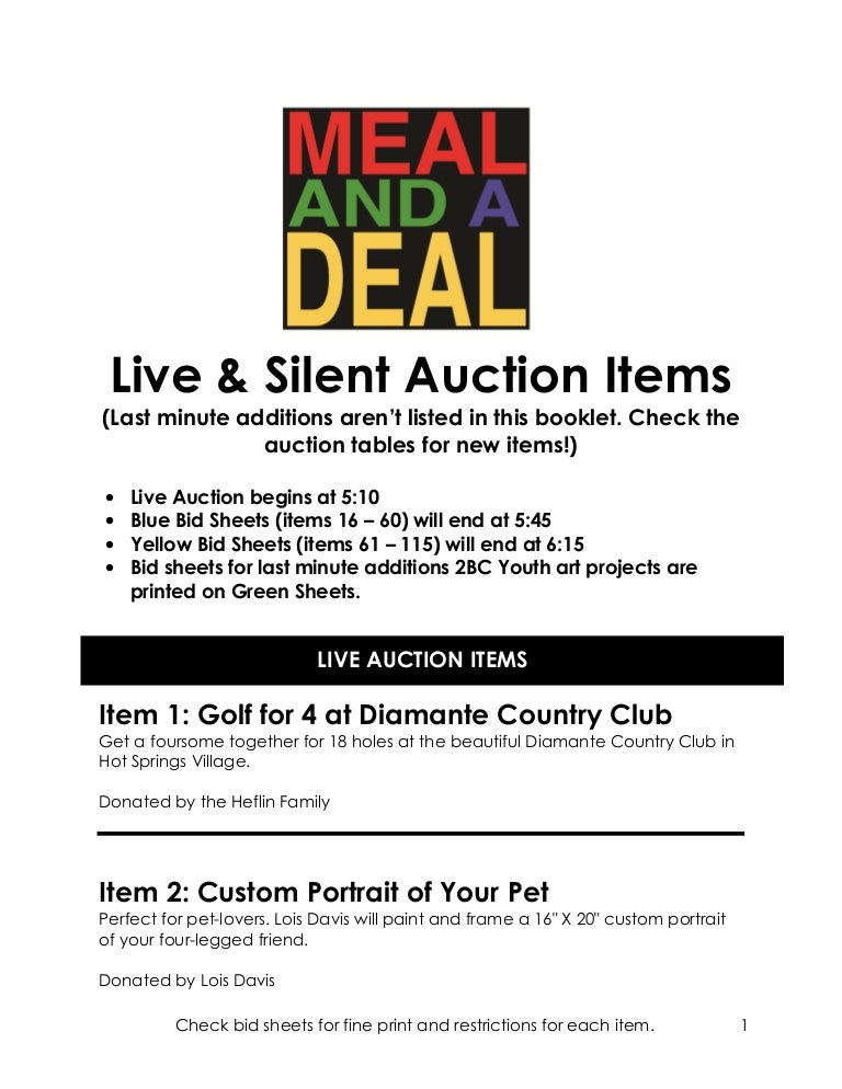 silent art auction bid sheet