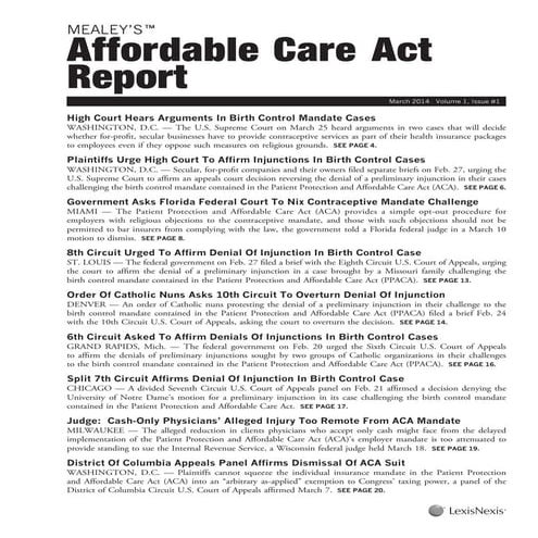 Mealey's-Affordable-Care-Act-report-sample-issue | PDF