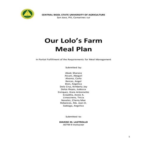 Meal Plan (Meal Management)