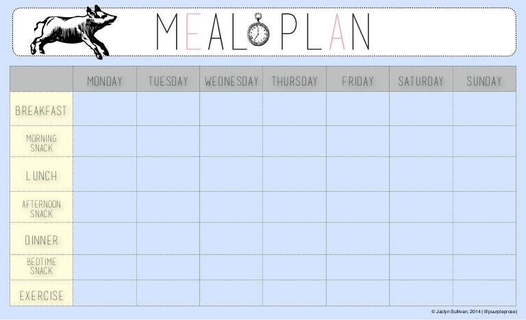 weekly meal planner template with snacks