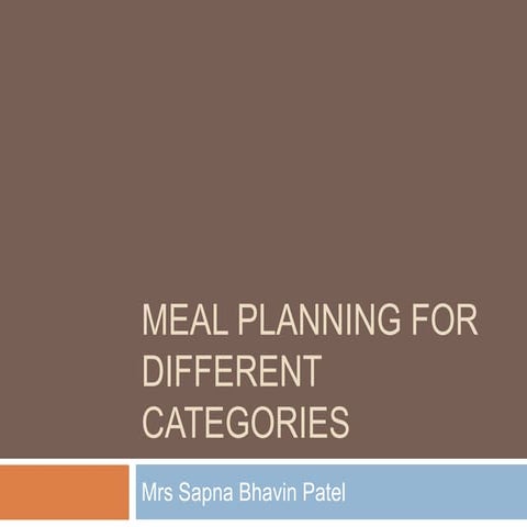 Meal planning for different categories