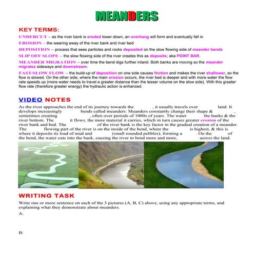 Meanders db worksheet