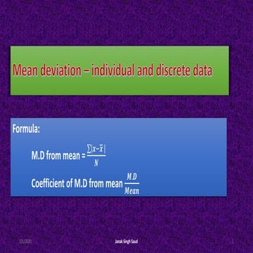 Mean deviation :individual and discrete data | PPT
