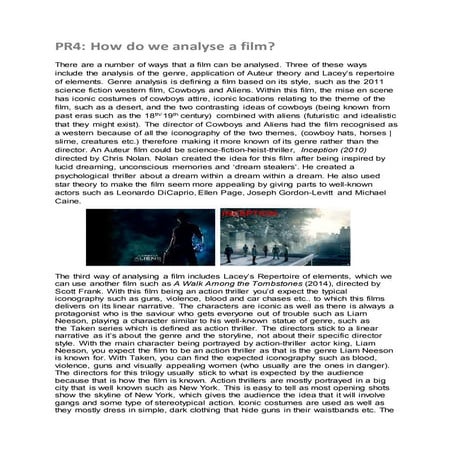PR4: How do we analyse a film?