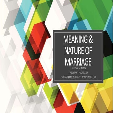 Meaning and nature of marriage