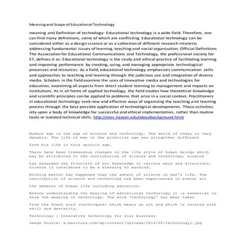 Meaning and scope of educational technology