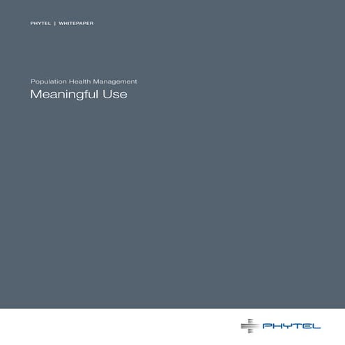 Population Health Management & Meaningful Use