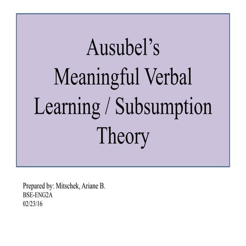 Ausubel's Meaningful Verbal Learning 
