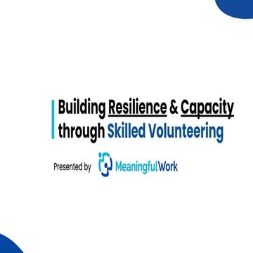 Meaningful Work: Building Resilience and Capacity through Skilled Volunteering