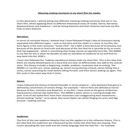 Meaning making moments in my short film for media