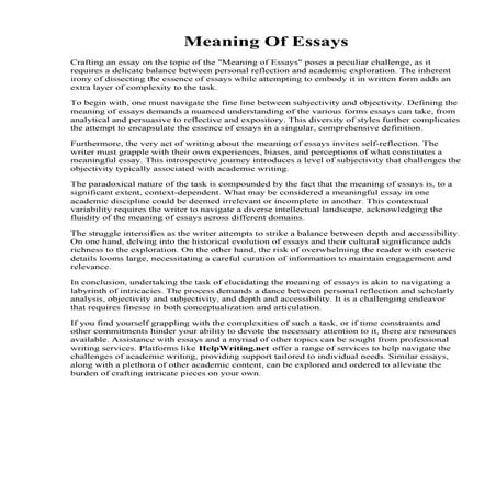 Meaning Of Essays. How to Write a Definition Essay - Meaning amp; Outline
