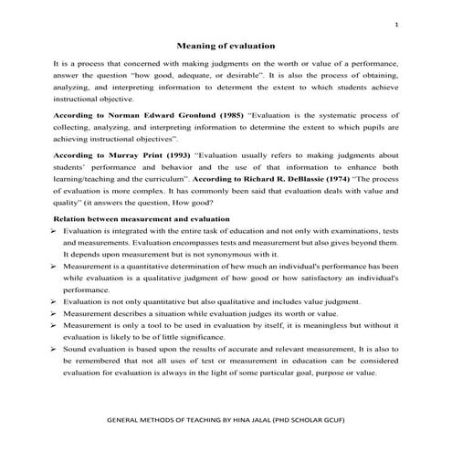 Evaluation in Education 