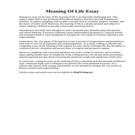 Meaning Of Life Essay