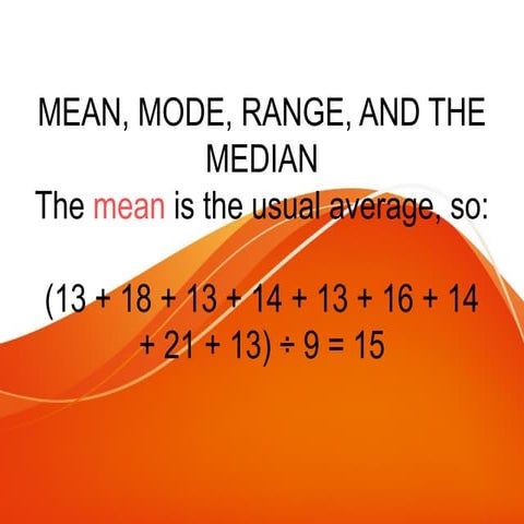 Mean median mode range | PPT