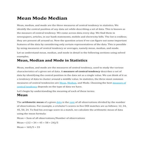 Mean Mode Median.docx | Healthcare Industry | Industries image.
