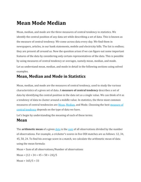 Determining measures of central tendency for grouped data | PPTX