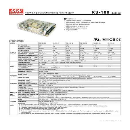 Mean well rs-100 | PDF