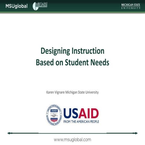 MEAS Course on E-learning: 2 Designing online instruction based on student needs