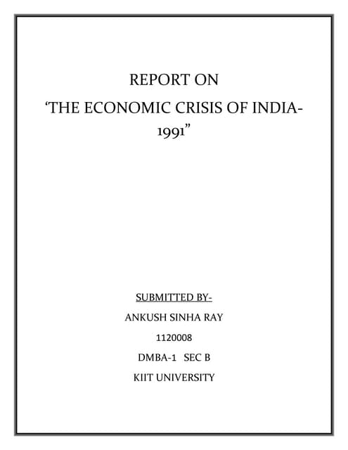 Bop crisis in india 1991 | PDF