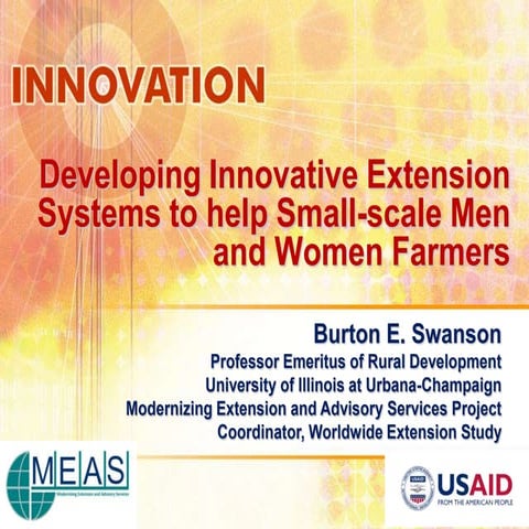 Innovative EAS for small scale farmers, by Burton E. Swanson
