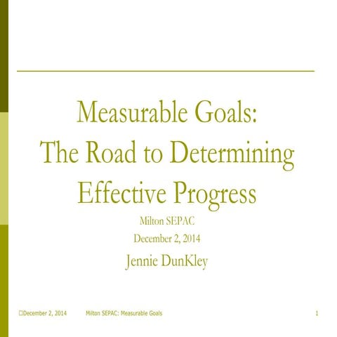 December 2, 2014: Measurable Goals