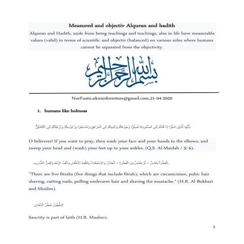 Measured and objectiv alquran and hadith 