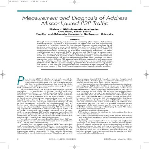 Measurement and diagnosis of address