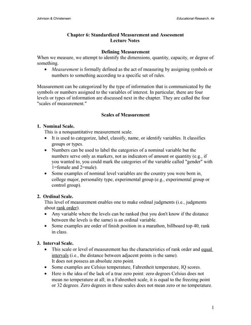 Measurement and evaluation
